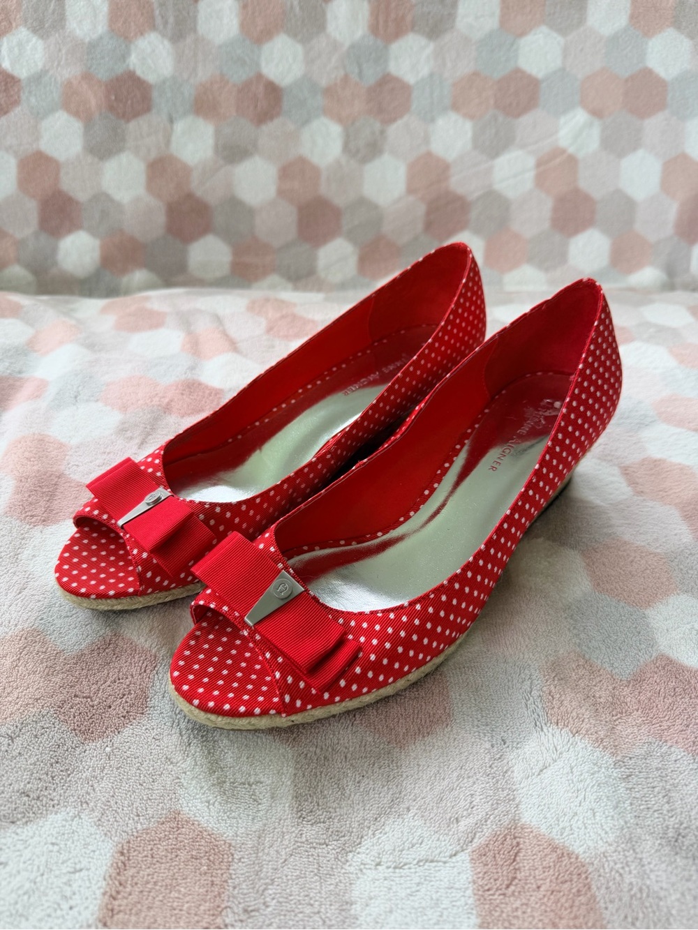 Etienne Aigner | Kambell Peep Toe Cork Wedge Shoes Polka Dot